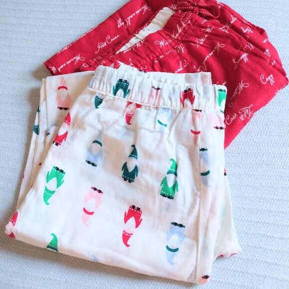 2 Pair Joyspun Lightweight Sleep Pants Christmas Gnomes Red Holiday New Size S - Picture 1 of 10